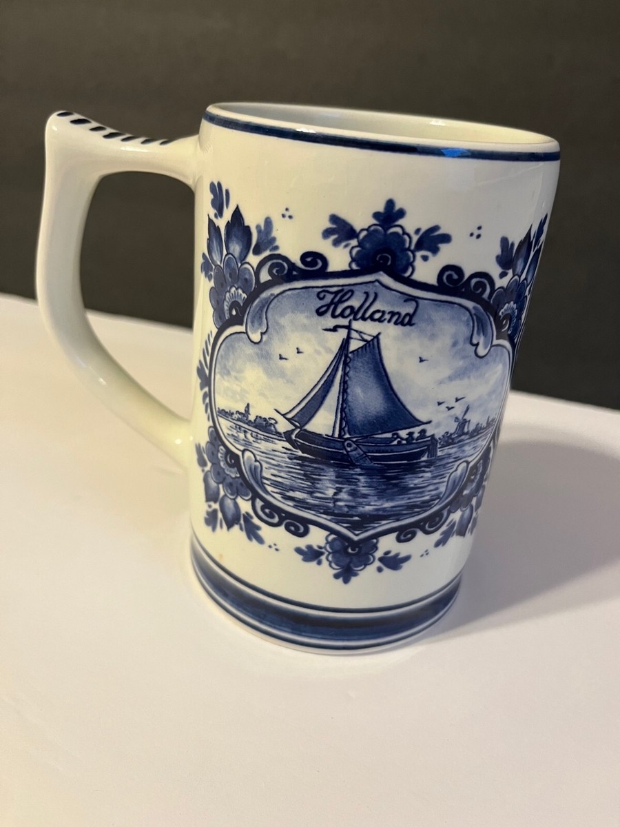 デルフト　酒盃 Vintage, Agro Delfts Blauw 346 Holland, Windmill, Ship