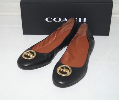 coach gold ballet flats