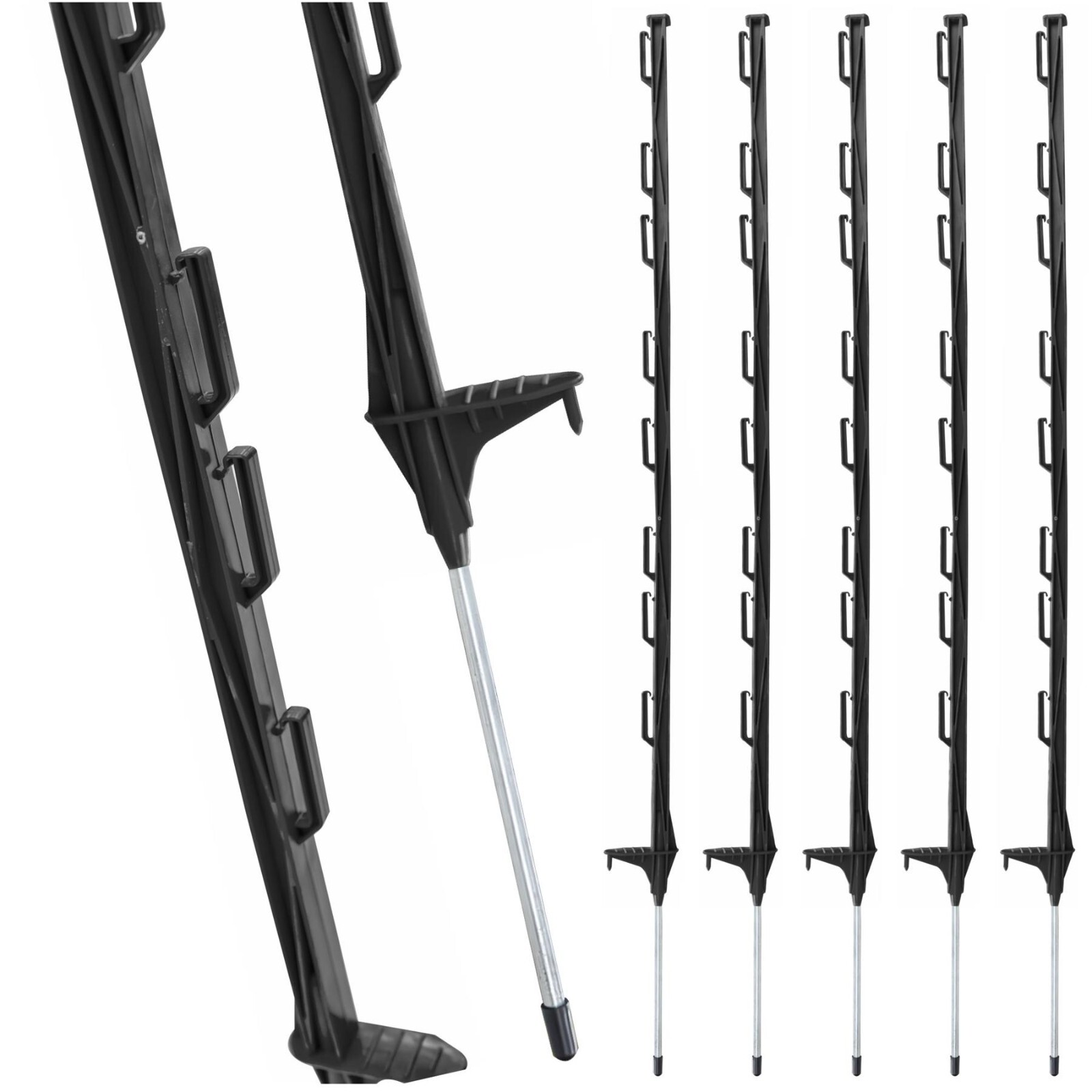 BLACK PLASTIC FENCING PINS POSTS STAKES 1m high for Temporary Event Fencing x 30
