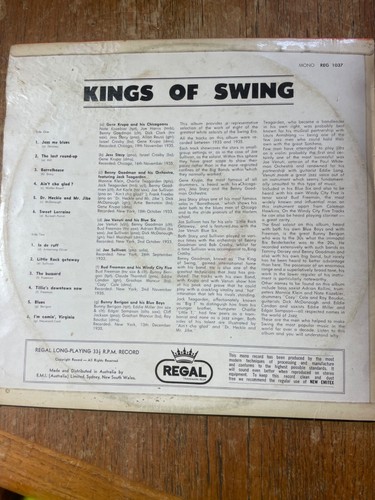 RARE Kings Of Swing LP Vinyl Australian Pressing 1966 Krupa Goodman - Picture 6 of 6