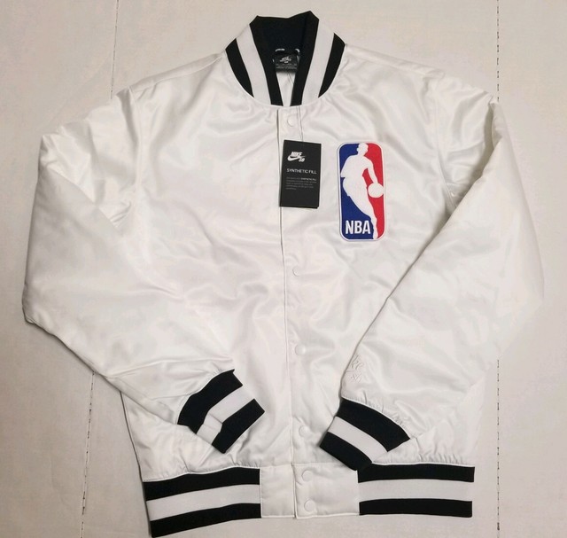 nba bomber jacket white