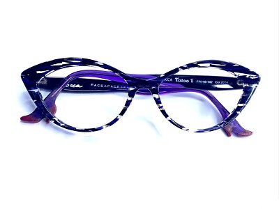 Face A Face Black Clear Zebra Cats Eye Glasses Stiletto Temples 