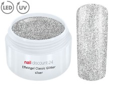UV LED GEL GLITTER SILVER Glitzer Farbgel Eff...