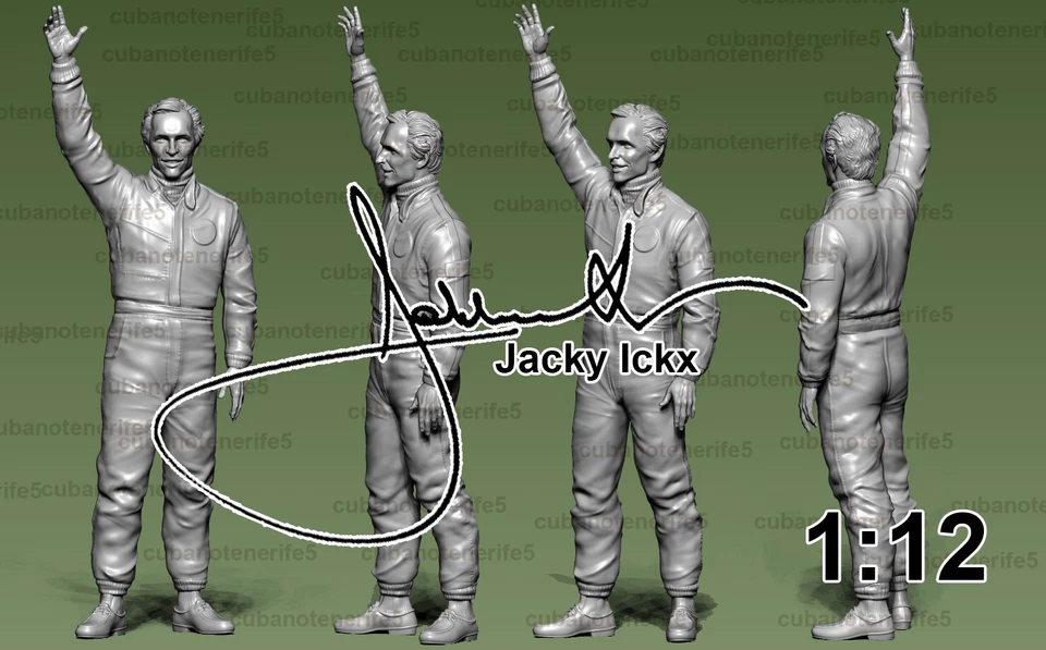 MODELLO IN RESINA JACKY ICKX per Ford GT40 GMP SOLIDO IXO CMR LE MANS 1:12 - Immagine 2 di 4