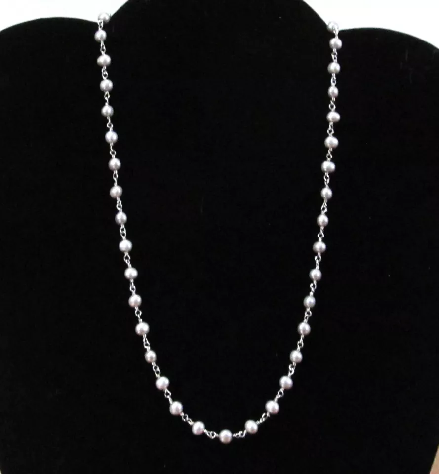 HONORA PEARLS Cultured Freshwater Dove-Gray Pearl 18" Necklace gift pouch & box