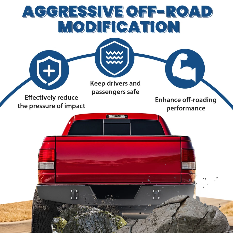 Rear Step Bumper Assembly w/D-Rings Shackles For Dodge Ram 1500 2500 3500 94-02 Foto 3 de 4