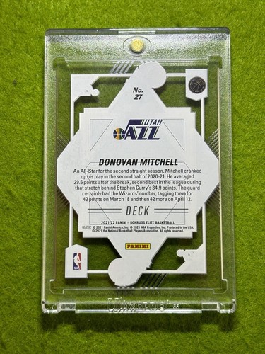 Tarjeta de baraja Donovan Mitchell Gold Clear Elite #1/10 SSP JAZZ SP 2021 Donruss CAVS - Imagen 21 de 24