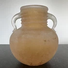 Signed Vintage Murano Seguso Bisazza Art Glass Amphora Vase in Scavo Finish
