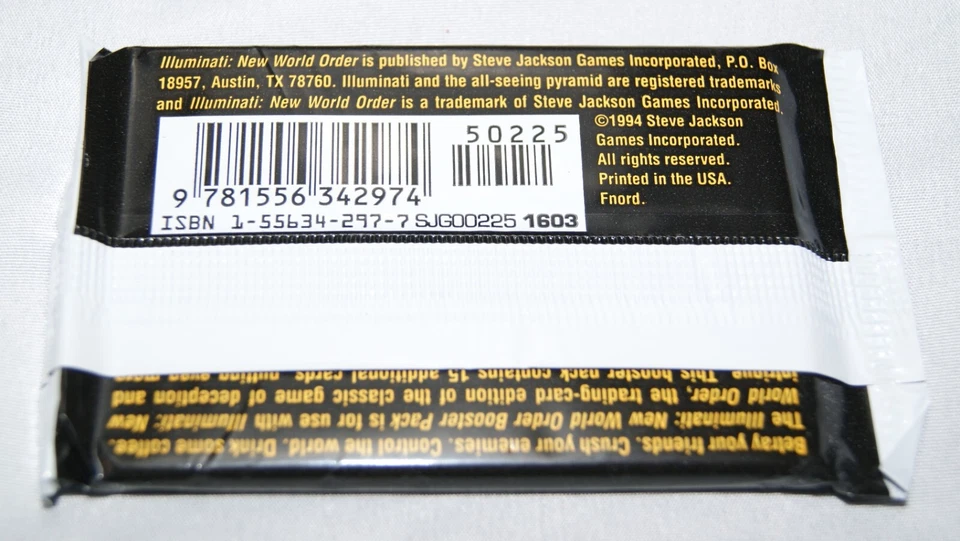 Illuminati New World Order 1994 limitada 1ª edición paquete de refuerzo sellado de fábrica Foto 2 de 4