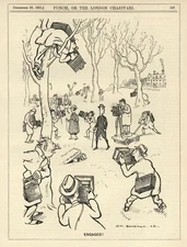 VINTAGE 1921 BRITISH Cartoon: EARLY PAPARAZZI CARTOON - Celebrity Satire HUMOR
