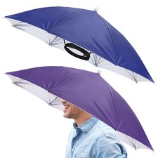 2 Pcs 26" Headband Umbrella Hat Umbrella Cap for Outdoor Navy Blue Purple