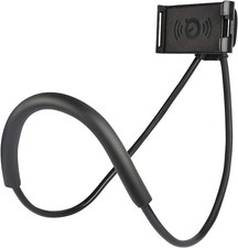 "Hands-Free Phone Holder Neck Mount 360 Stand for Bed Table iPhone"