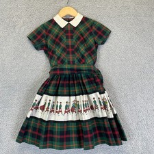 Vintage 1960s Ruth of Carolina Girls Size 5 Scottish Tartan Novelty Midi Dress