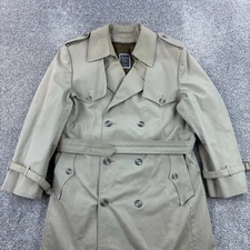 Vintage Christain Dior Monsieur Men's Belted Trench Coat 42R Beige Tan Paris 