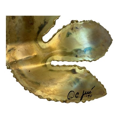 C Jere Sculpture 6  Brass and Copper Leaf Signed and Dated