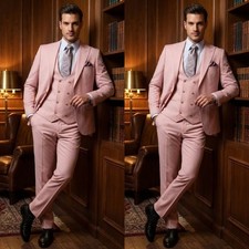 Peak Lapel Men's Suits 3Pcs Jacket Formal Prom Party Tuxedos Wedding Groom Coat