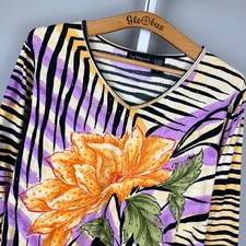 Vintage Y2K Le Mieux Studio Shirt Top Womens L Sequin Embellished Floral Cropped