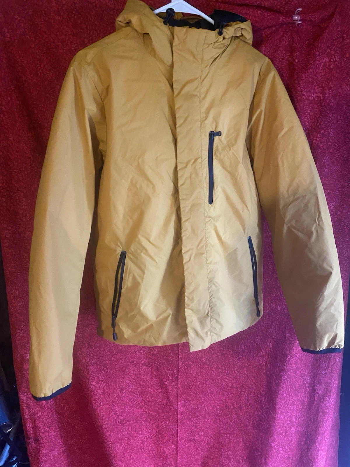Old Navy Hooded Full Zip Mid-Length Yellow Jacket Men's Size S Casual