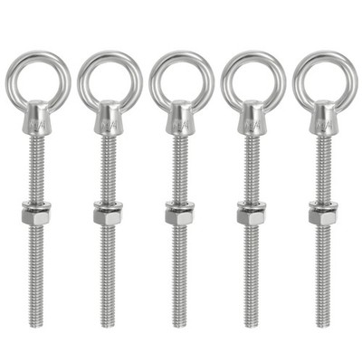 5 Pcs UNC1/4''-20 316 Steel Eye Bolt Thread Screw Ring Eyebolt with Washer & Nut 