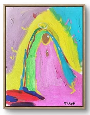 Original Art Mother Mary 14x11 Colorful Modern Art Acrylic Painting on Canvas
