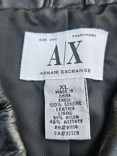 Armani Exchange Genuine Leather Jacket Black Womens Size XL Biker Soft - Picture 5 of 11