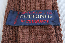 Vtg Cotton-It by Rooster Brown Men's Square Neck Tie~100% Cotton Lisle~Textured