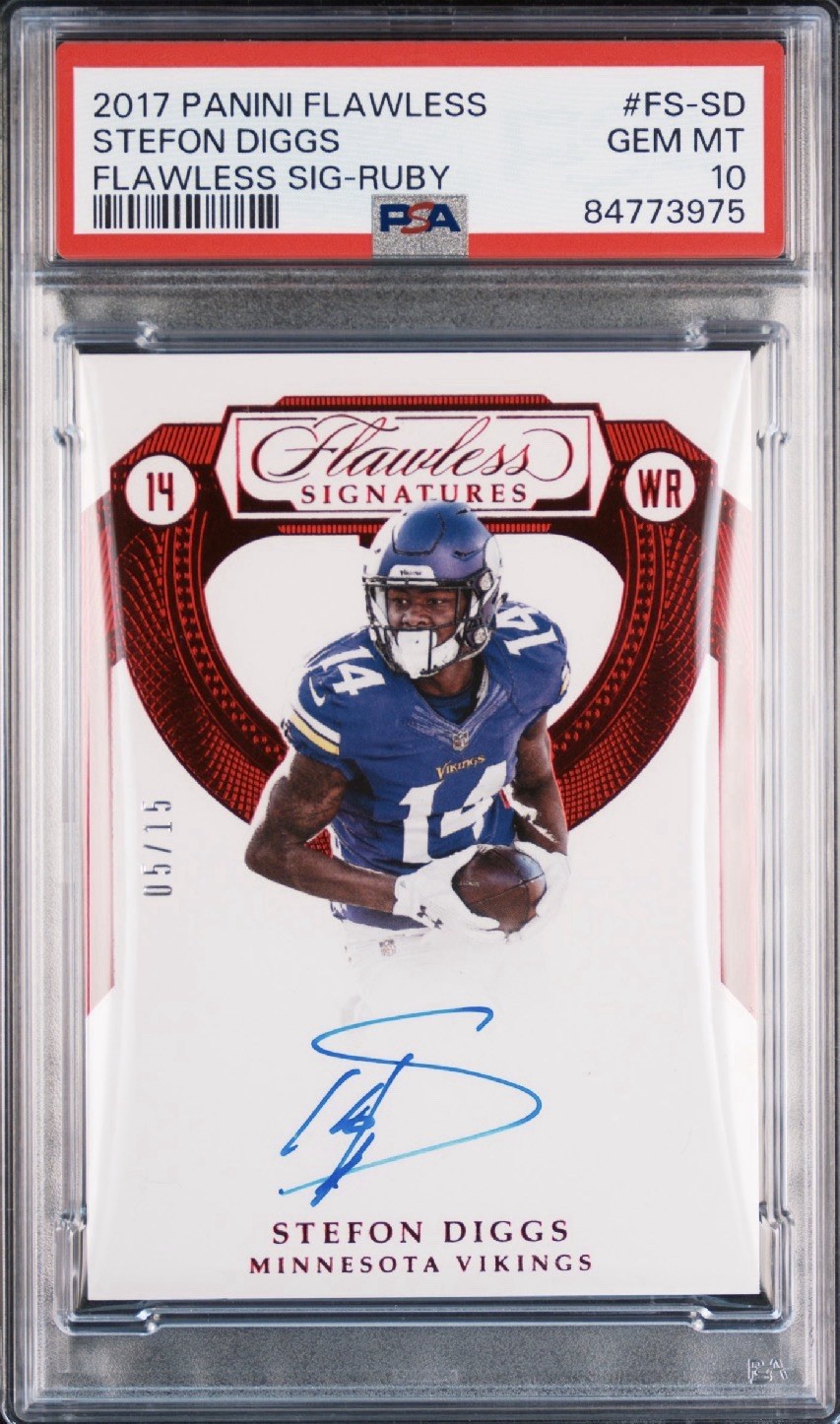PSA 10 2017 Panini Flawless Stefon Diggs Auto /15 Ruby Vikings (Pop 1)