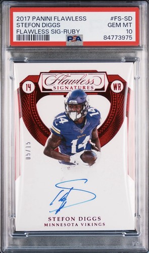 PSA 10 2017 Panini Flawless Stefon Diggs Auto /15 Ruby Vikings (Pop 1)