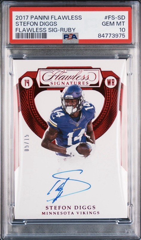 PSA 10 2017 Panini Flawless Stefon Diggs Auto /15 Ruby Vikings (Pop 1)