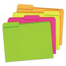 Pendaflex 40523 1 By 3 Cut Top Tab Glow File Folders - Letter- Assorted Color
