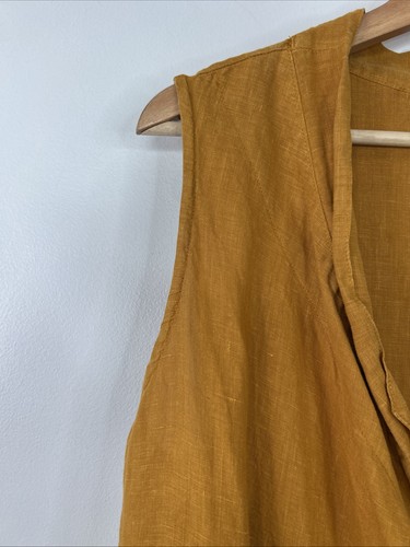 Bryn Walker Women’s XL Honey Brown 100% Linen Koryo Vest Tie Front - Picture 5 of 15