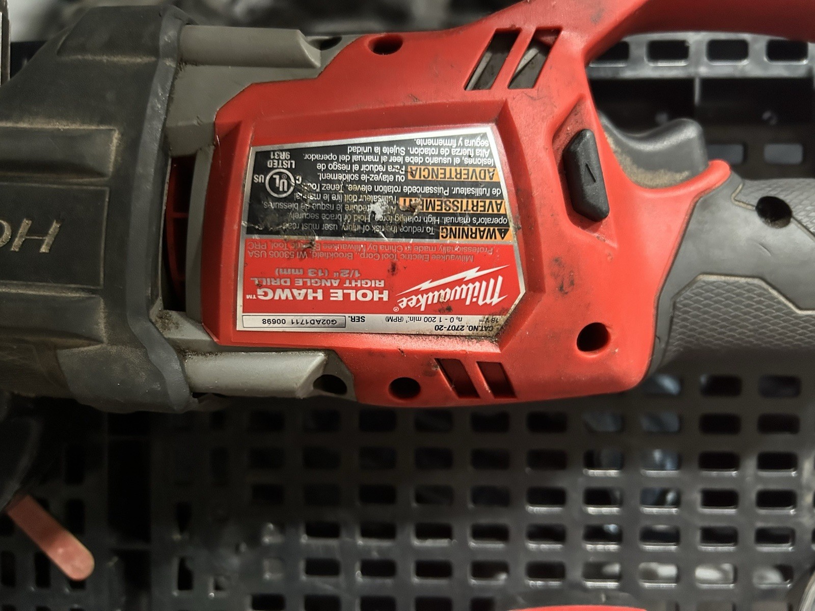 Milwaukee 2707-20 M18 Fuel 1/2" Hole Hawg Cordless Right Angle Drill