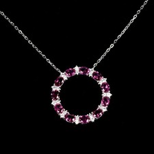 925 Sterling Silver Necklace Oval Rhodolite Garnet 4x3mm Gemstone Jewelry 18 In