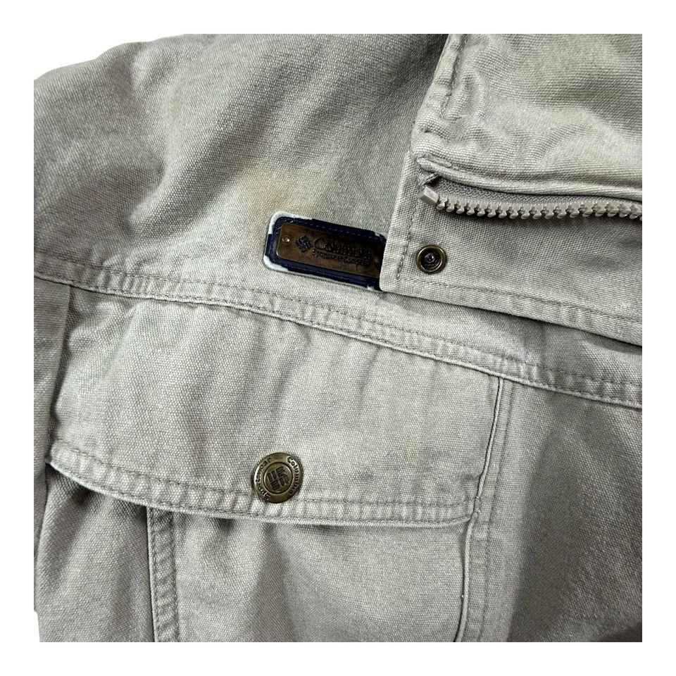 Chaqueta de mezclilla blanca Columbia vintage años 90 forrada de lana azteca bombardero pequeña para mujer Foto 2 de 4