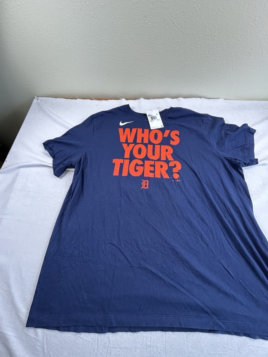 Nike Men's Detroit Tigers Who's Your Tiger MLB Blue T-shirt Sz