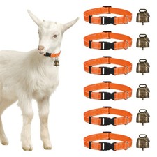 6-Pack Reflective Goat Collars with Bells, 13.8"-20.5" Polyester Orange 