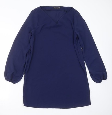SheIn Damen Etuikleid blau Polyester Größe L V-Ausschnitt