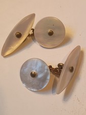 Mother of Pearl Antique Vintage Chain Link Cufflinks. Edwardian 1920s