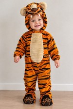 Spirit Halloween Lil Tiger Costume Infant Toddler 12-18 Months Jumpsuit Hood 2pc