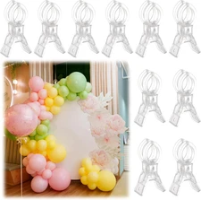 10 Pack Large Balloon Arch Clips Plastic Transparent Backdrop Spring Clamps 3.5 