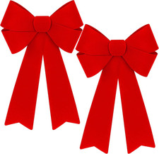 2 PCS Christmas Decorations, 12 X 18 Inches Large Christmas Bows, Red Velvet PVC
