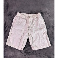 Y2K Tommy Bahama Relax Linen Blend Shorts White Drawstring Elastic Waist Men L