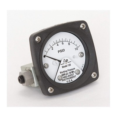 MIDWEST INSTRUMENT 120-AA-00-OO-10P Pressure Gauge,0 to 10 psi 3GUZ2