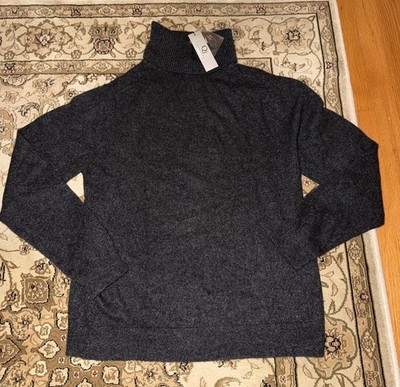 NWT QI NEW YORK Cashmere Men s Turtleneck Sweater Gray Size Large Long Sleeve
