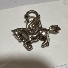 HERMES Pegasus Motif Cadena Lock Bag Charm Silver 13.4g Pendant Top