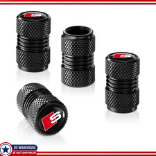 Tire Valve Stem Cover Caps Audi S Line S3-s8 Sq2 Sq5 Sq7 Sq8 4 Pack Black