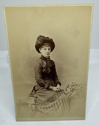 EXQUISITE ANTIQUE VICTORIAN Lady PHOTOGRAPHIC ART ORIGINAL CABINET CARD PHOTO - Picture 1 of 5