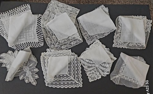 Vintage Lot Of 8 White Handkerchiefs Elegant & Dainty Most With Lace Border