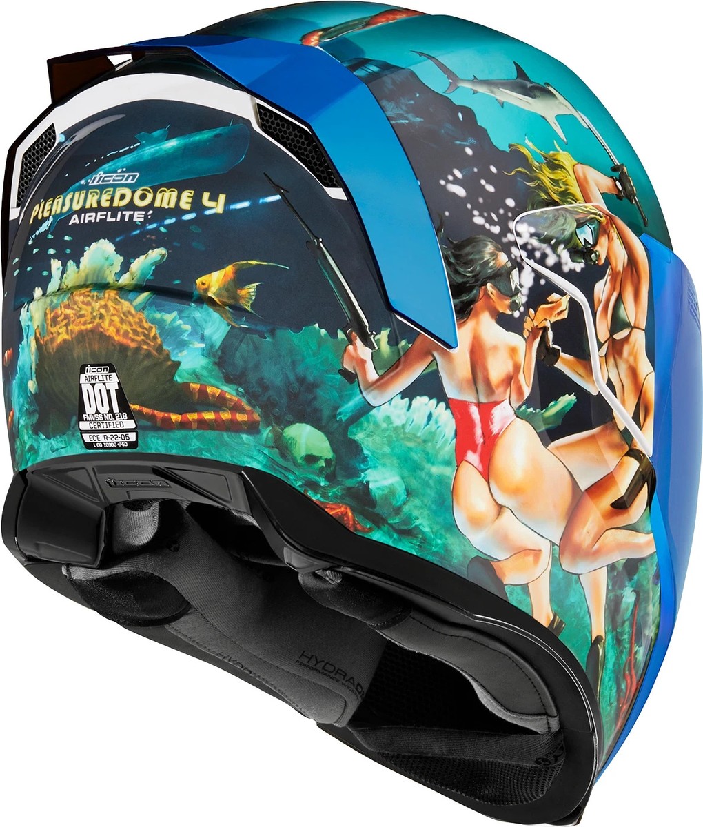 Icon Airflite Pleasuredome フルフェイス XL. Icon Airflite Pleasuredome 4 Motorcycle Helmet - Blue - Size XL X