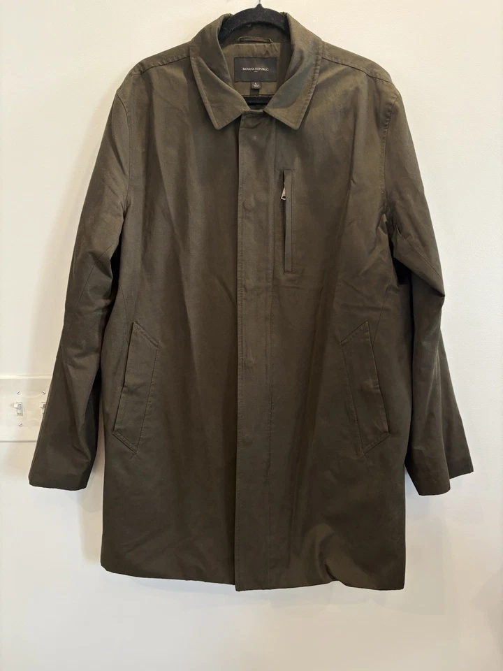 Banana Republic Mac Jacket Coat Brown Full Zip Snap Mens Large Topcoat - Image 2 of 4